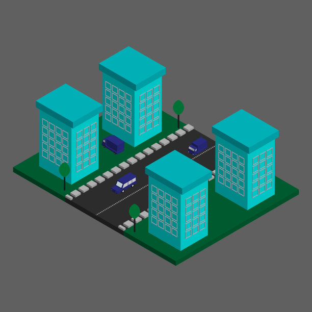 İsometric现代建筑。İsometric未来城市矢量图片下载