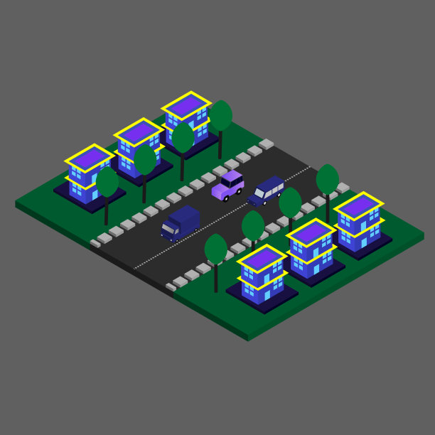 İsometric现代建筑。İsometric未来城市矢量图片下载