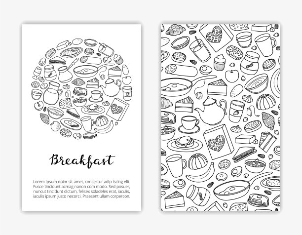 卡片模板与手绘早餐盘图片下载