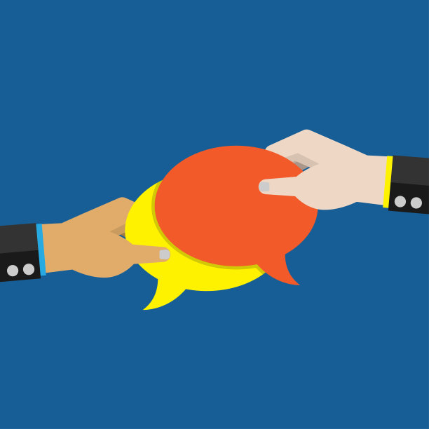 手持聊天气泡深蓝色背景图片下载