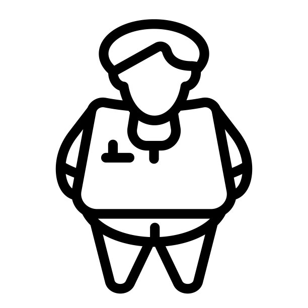 胖人线图标。肥胖矢量插图孤立在白色。胖子轮廓样式设计和应用程序。图片下载