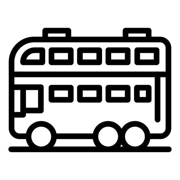 伦敦公交线路图标。双层巴士矢量插图孤立的白色。旅行大纲风格设计和应用程序。图片下载