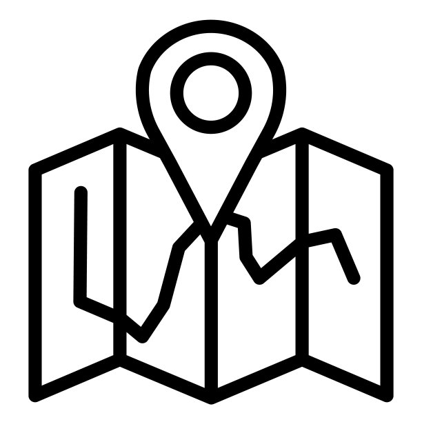 地图位置线图标。地图与针矢量插图隔离在白色。旅行大纲风格设计和应用程序。图片下载