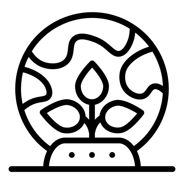 地球仪与发芽线图标。行星和树叶矢量插图孤立的白色。植物轮廓样式设计和应用程序。Eps 10。图片下载