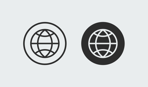 地球线条艺术图标符号模板图片下载