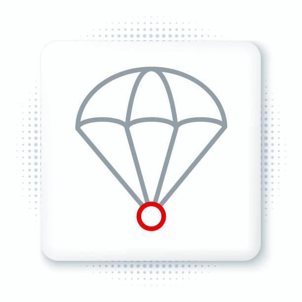 线降落伞图标孤立的白色背景。色彩缤纷的轮廓概念。向量图片下载