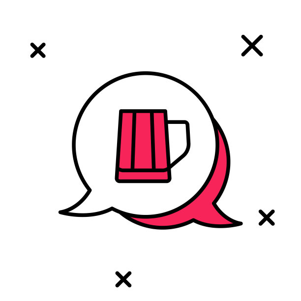 填充轮廓木制啤酒杯图标孤立的白色背景。向量图片下载