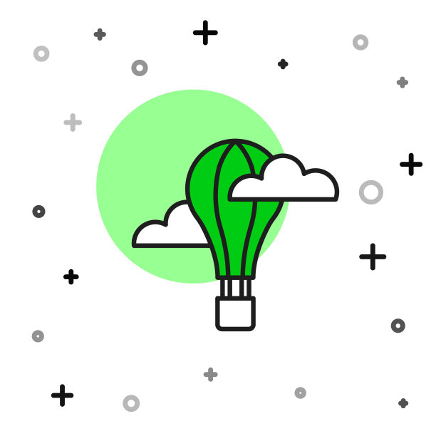 填充轮廓热气球图标孤立的白色背景。旅行用航空运输。向量图片下载