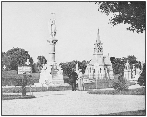 爱尔兰的古董照片:展望公墓，都柏林图片下载