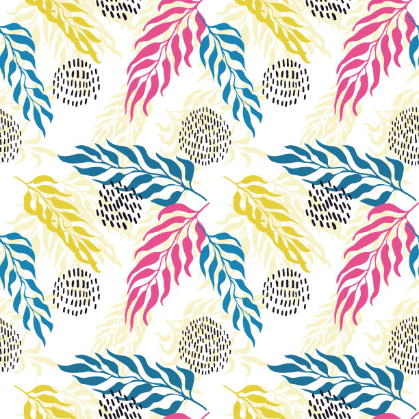 无缝背景与外来的叶子插图图片下载