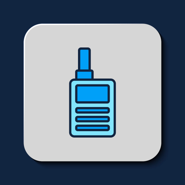 填充轮廓婴儿监视器对讲机图标隔离在蓝色背景。向量图片下载