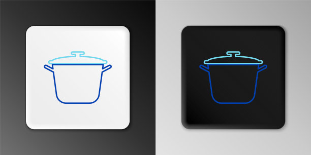 线烹饪锅图标孤立的灰色背景。煮或炖食物的标志。色彩缤纷的轮廓概念。向量图片下载