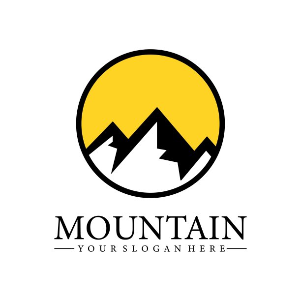 山标志图标矢量模板。图片下载