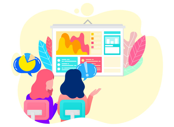 女性研究图表报告在业务向量图片下载