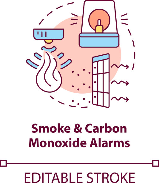 烟雾和一氧化碳报警器的概念图标图片下载