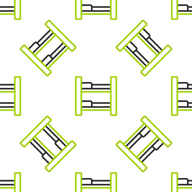 线酒店房间床图标隔离无缝图案白色背景。向量图片下载