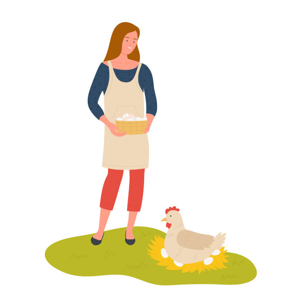 妇女农民拿着装满鸡蛋的篮子图片下载