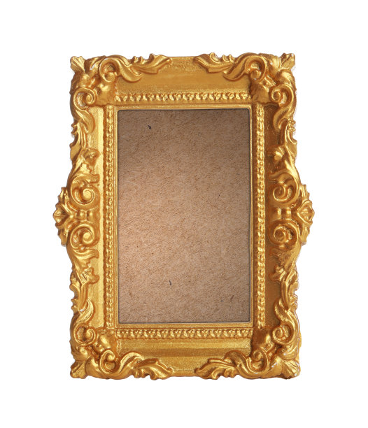 美丽的空古董框架孤立在白色图片下载