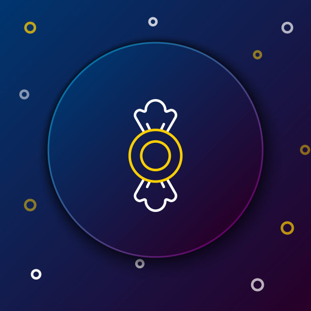 线糖果图标孤立的蓝色背景。色彩缤纷的轮廓概念。向量图片下载