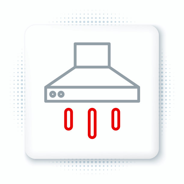 线厨房提取风扇图标隔离在白色背景。炊具罩。厨房排气。家用电器。色彩缤纷的轮廓概念。向量图片下载