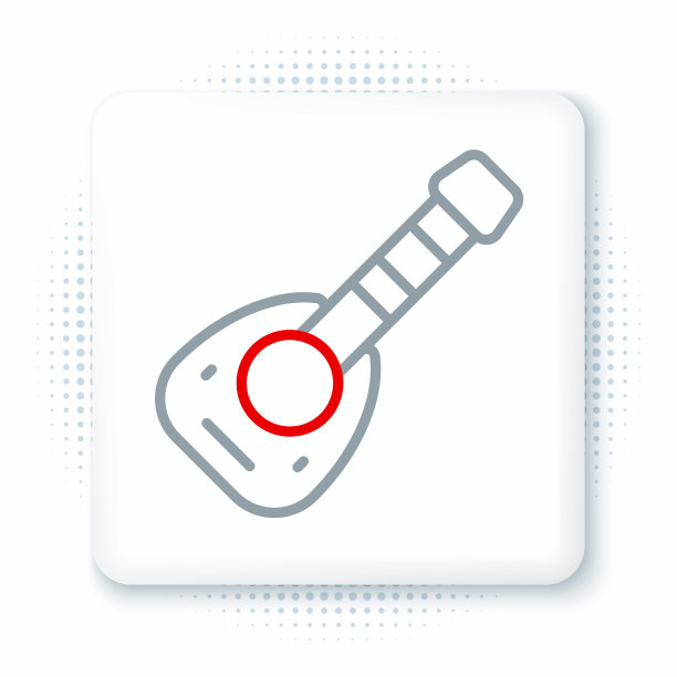 线乐器琵琶图标孤立的白色背景。阿拉伯、东方、希腊乐器。色彩缤纷的轮廓概念。向量图片下载