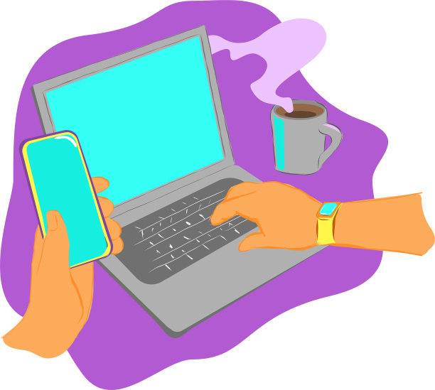手里拿着手机和笔记本电脑图片下载
