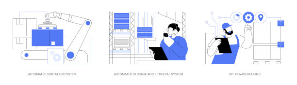 仓储自动化抽象概念矢量插图。图片下载