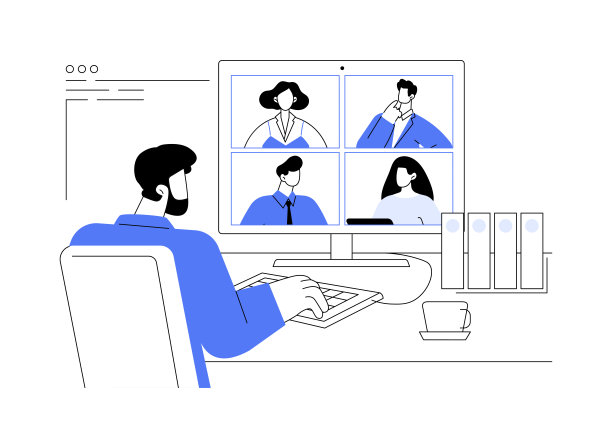 视频会议软件抽象概念矢量插图。图片下载