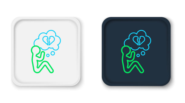 破碎的心或离婚图标隔离在白色背景。爱的象征。情人节。色彩缤纷的轮廓概念。向量图片下载