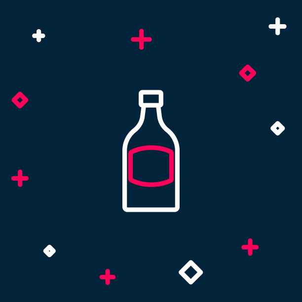 线啤酒瓶图标孤立的蓝色背景。色彩缤纷的轮廓概念。向量图片下载