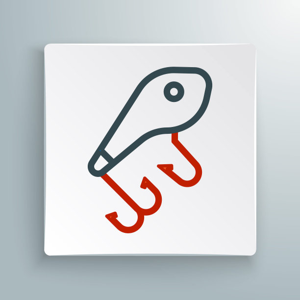 钓鱼诱饵图标孤立的白色背景。渔具。色彩缤纷的轮廓概念。向量图片下载