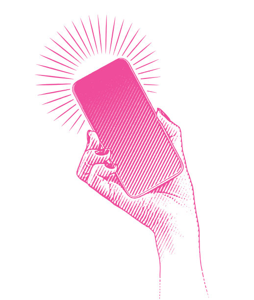 矢量雕刻一个女人的手拿着智能手机图片下载