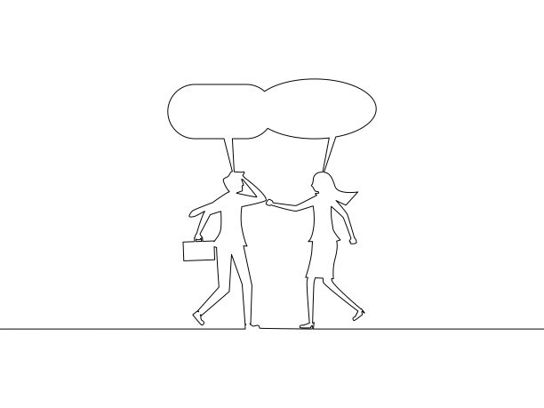 会议并讲话。员工们聚在一起谈论工作。连续绘制业务概念向量图片下载