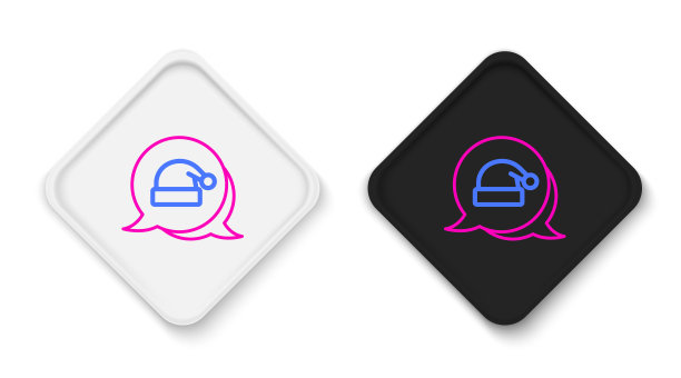 白色背景上的圣诞老人帽子线条图标图片下载