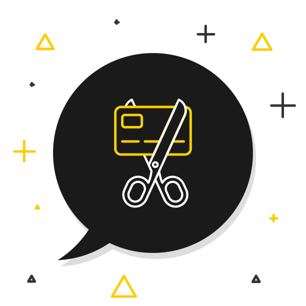 线剪刀切割信用卡图标孤立的白色背景。在线支付。取现。金融业务。购物的迹象。色彩缤纷的轮廓概念。向量图片下载