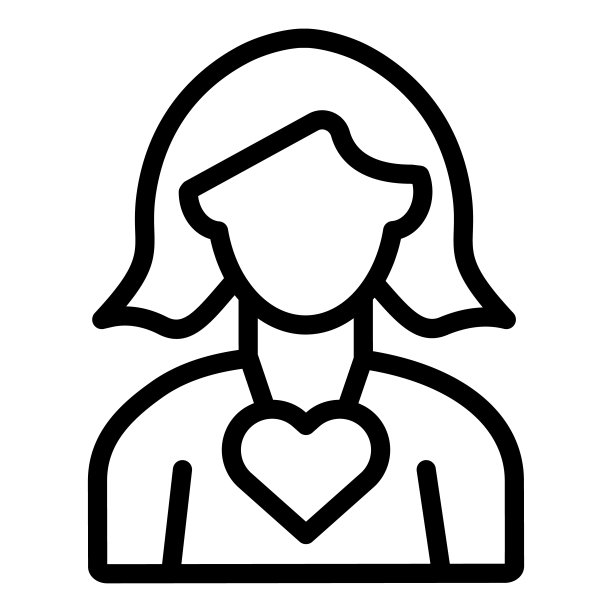 女人的心线图标。妇女日矢量插图孤立的白色。女孩与心脏轮廓风格设计和应用程序。Eps 10。图片下载