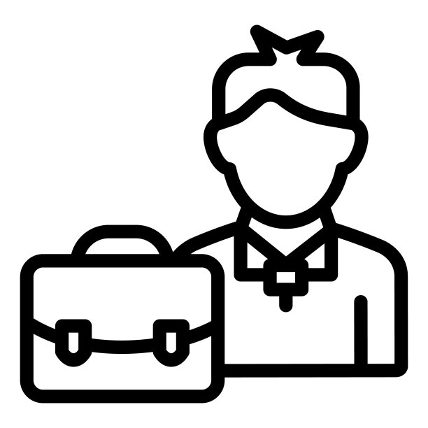 商人线图标。男子与公文包矢量插图隔离在白色。经理与行李箱的轮廓风格设计和应用程序。图片下载