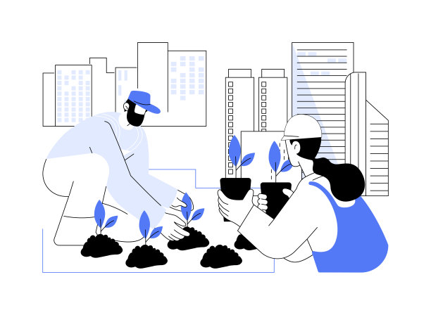 花坛种植抽象概念矢量插图。图片下载