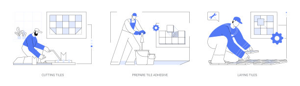 瓷砖地板抽象概念矢量插图。图片下载
