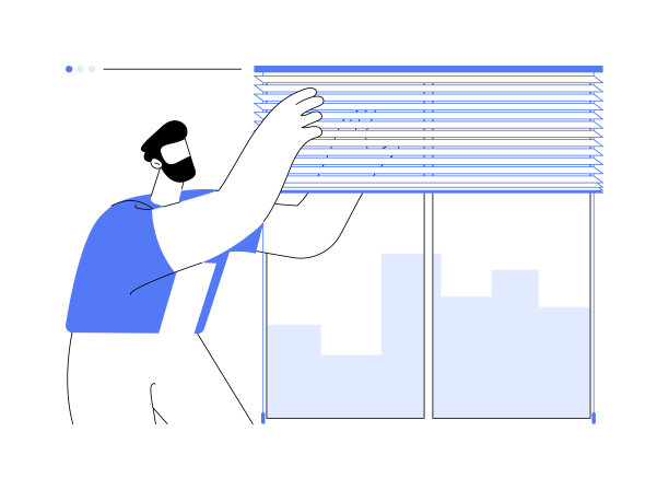 悬挂百叶窗抽象概念矢量插图。图片下载