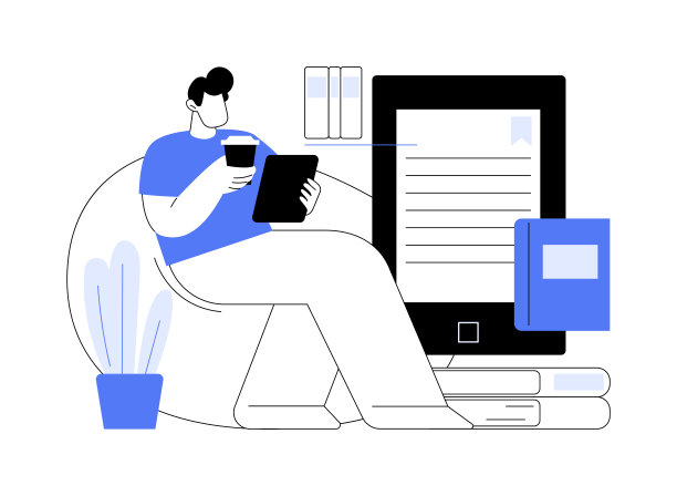 阅读电子书孤立的卡通矢量插图。图片下载