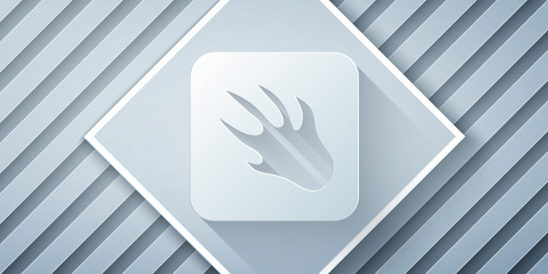 剪纸鳄鱼鳄鱼爪足迹图标孤立的灰色背景。纸艺风格。向量图片下载