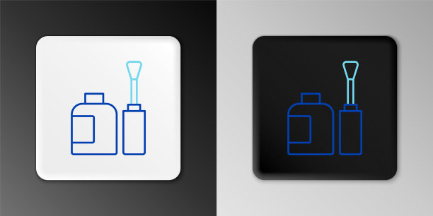 线瓶指甲油图标孤立在灰色背景。色彩缤纷的轮廓概念。向量图片下载