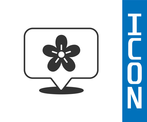 灰色位置与花图标隔离在白色背景上。向量图片下载