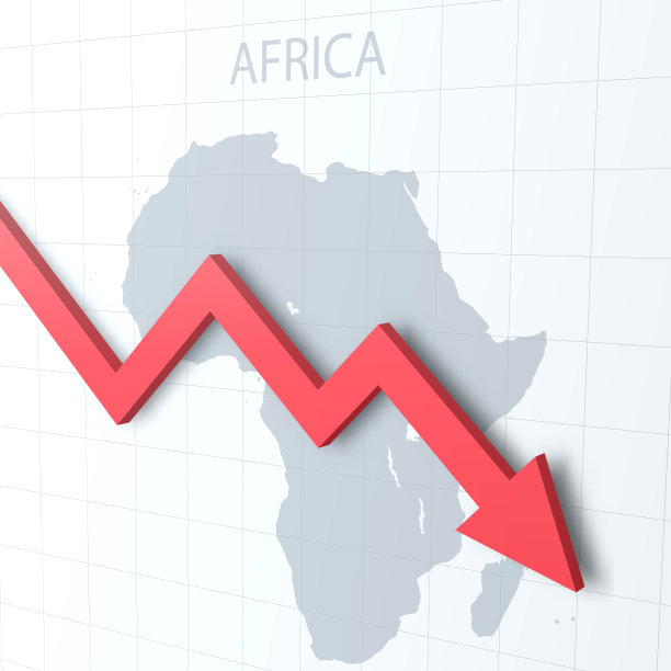 下落的红色箭头与非洲地图的背景图片下载