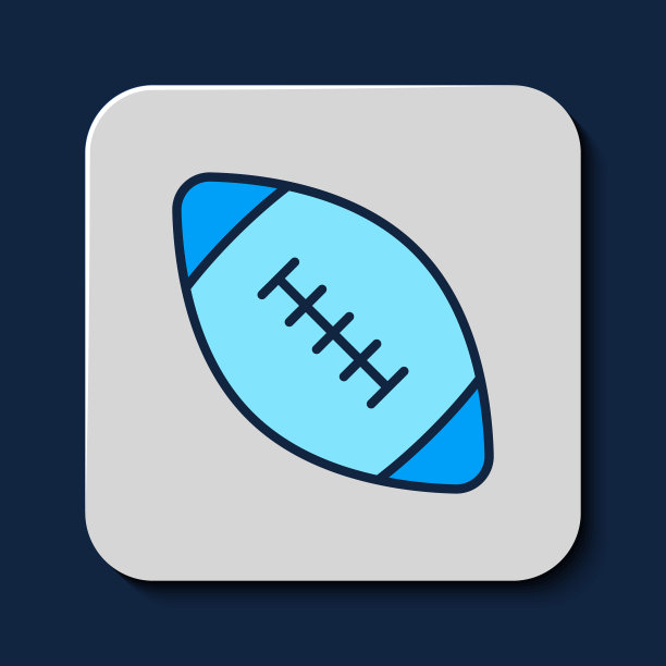填充轮廓美国足球图标孤立的蓝色背景。橄榄球图标。团队运动比赛标志。向量图片下载