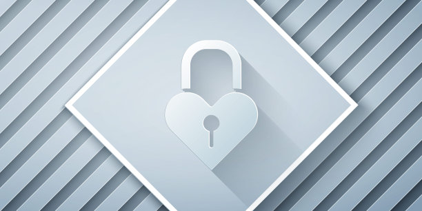 剪纸城堡的形状在一个心脏图标孤立的灰色背景。爱情符号和钥匙孔符号。3月8日。妇女节快乐。纸艺风格。向量图片下载