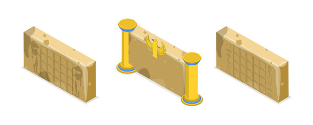 三维等距平面向量集的埃及古城墙图片下载