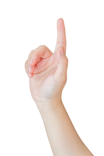 女性的手触摸或指向白色背景上孤立的东西图片下载