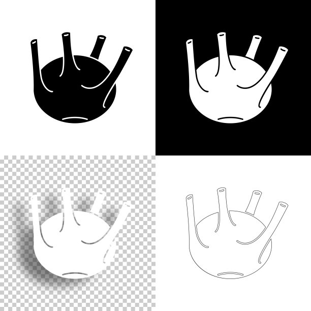 大头菜。图标设计。空白，白色和黑色背景-线图标图片下载